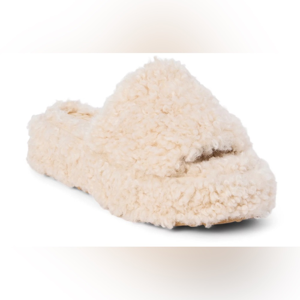 Beach by Matisse faux shearling fuzzy slipper sandals size 9